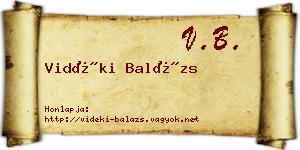 Vidéki Balázs névjegykártya
